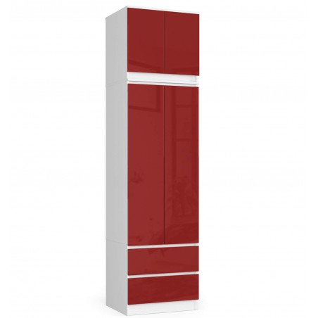 Nadstawka na szafę 60 cm - biała-czerwony połysk - 2 drzwi cała szafa