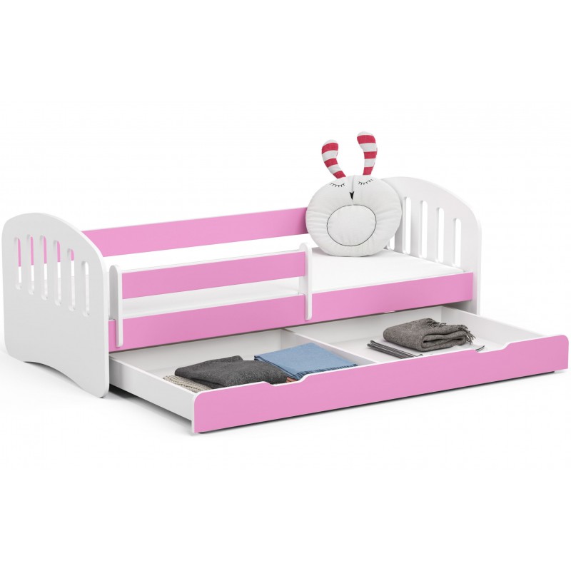 Łóżko dziecięce 180x80 Play ze stelażem i materacem różowe otwarte