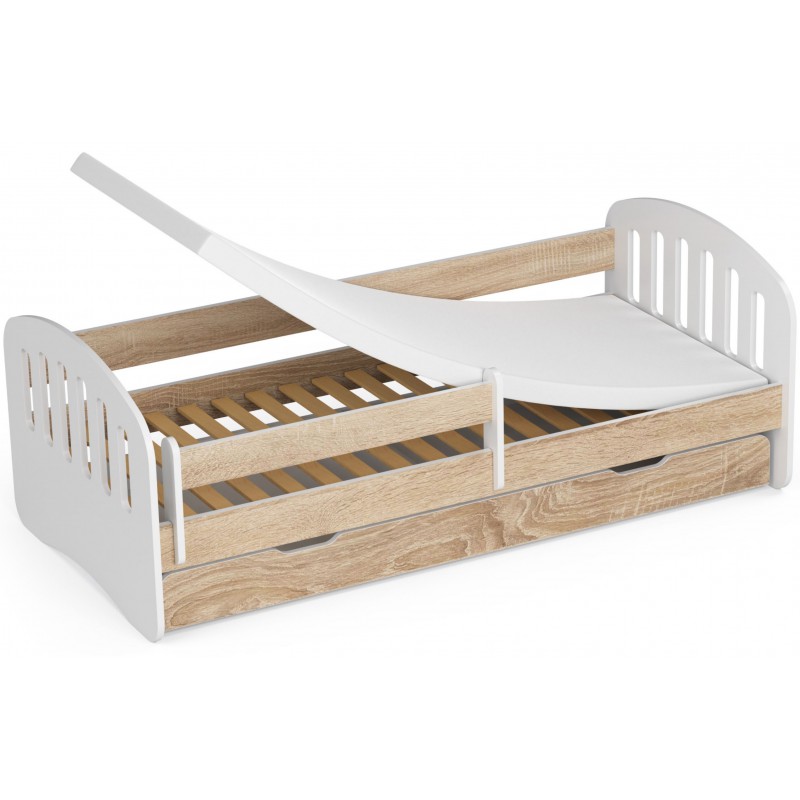 Łóżko dziecięce 180x80 Play ze stelażem i materacem dąb sonoma szczegóły