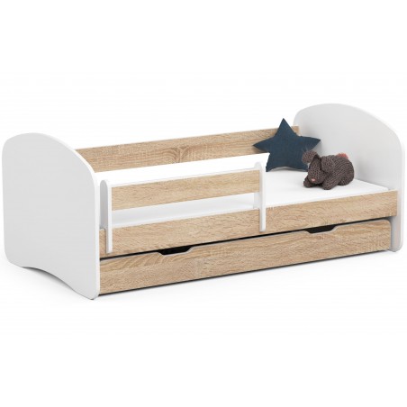 Łóżko dziecięce 160x80 SMILE z materacem i szufladą dąb sonoma