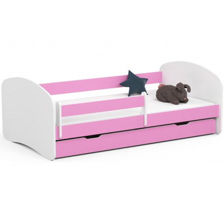 Łóżko dziecięce 180x90 SMILE z materacem i szufladą różowe