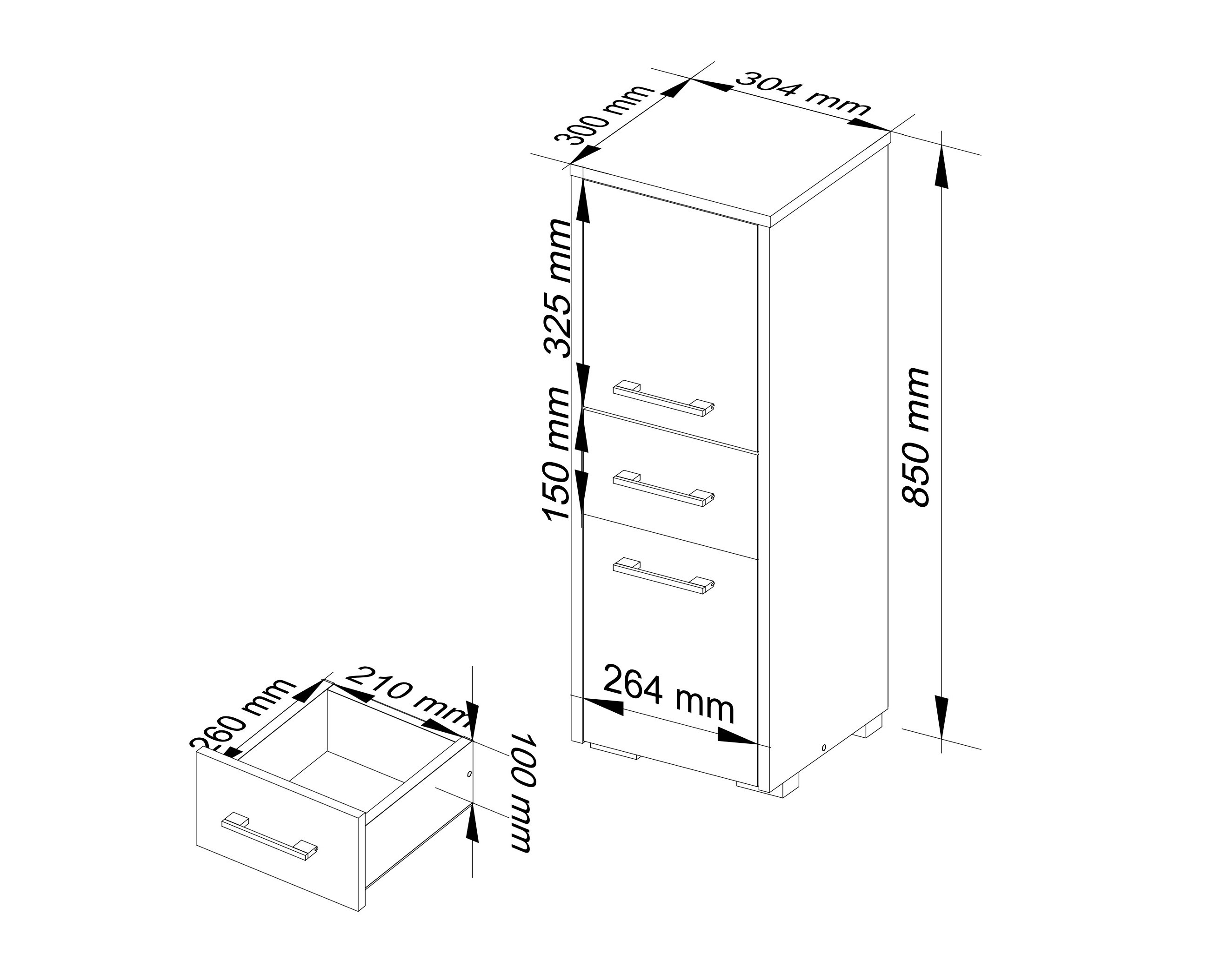 Meble AKORD - Szafka łazienkowa FIN Biała 30 cm 2 drzwi 1 szuflada kolor Dąb Sonoma mat 3 półki 30x30x85 cm - Wymiary toaletki AKORD - 5907504389035