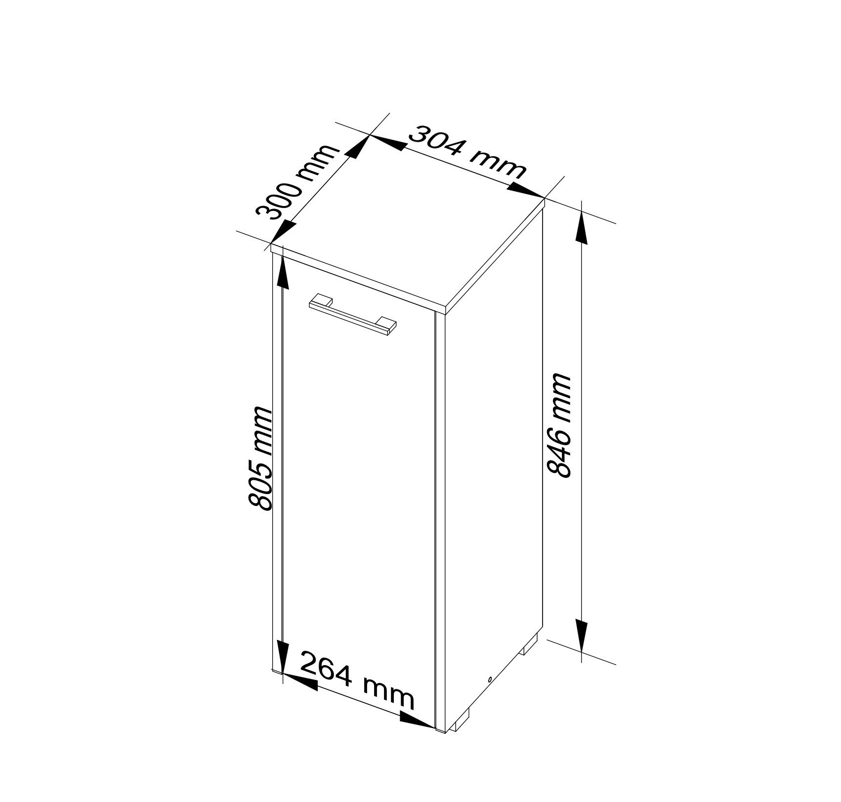 Meble AKORD - Szafka łazienkowa FIN Wenge 30 cm 1 drzwi kolor Wenge mat 2 półki 30x30x82 cm - Wymiary toaletki AKORD - 5907504389448