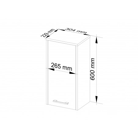 Szafka łazienkowa wisząca FIN W 30 cm - wenge - 1 drzwi wymiary