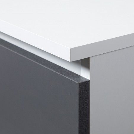 Biurko JAY 90 cm - białe-grafit szary - 1 szuflada 1 drzwi obrzeże