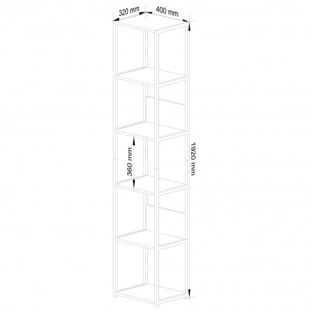 Regał loftowy metalowy 40 cm - biały-biały - 6 półek wymiary