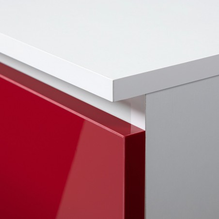Nadstawka na szafę S 90 cm - biała-czerwony połysk - 2 drzwi obrzeże