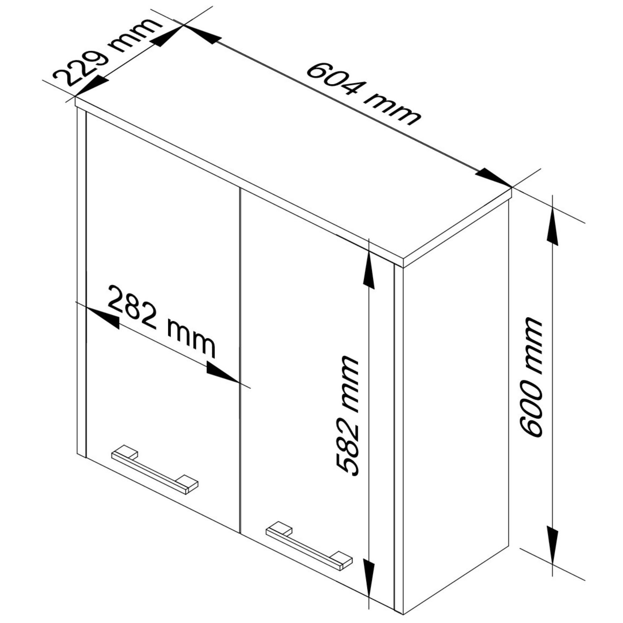 Meble AKORD - Szafka łazienkowa FIN Wenge 60 cm 2 drzwi kolor Dąb Sonoma mat 2 półki 60x22,5x60 cm - Wymiary toaletki AKORD - 5907504389295
