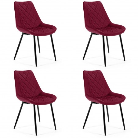 4x Welurowe krzesło tapicerowane pikowane SJ.0488 Burgund
