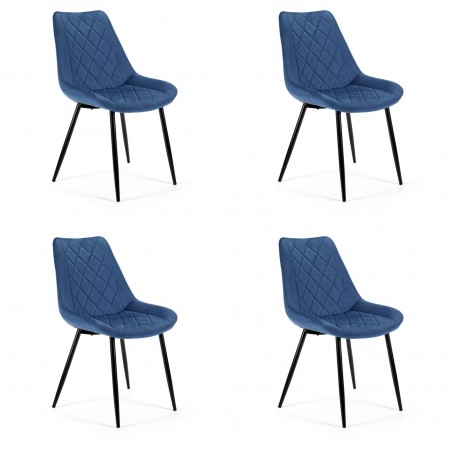 4x Welurowe krzesło tapicerowane pikowane SJ.0488 Granatowy