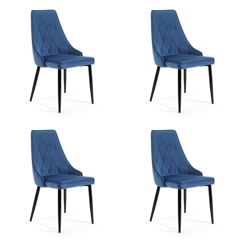 4x Welurowe krzesło tapicerowane pikowane SJ.054 Granatowe