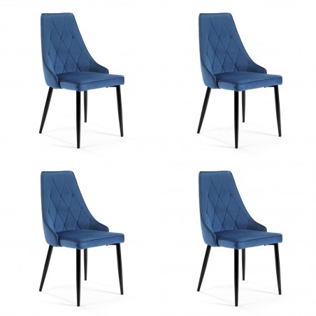 4x Welurowe krzesło tapicerowane pikowane SJ.054 Granatowe