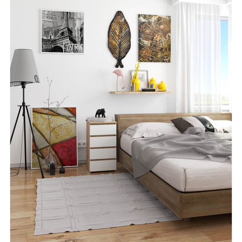 Meble AKORD - Komoda CL4 Dąb Sonoma 40 cm 4 szuflady kolor Biały mat 40x35x74 cm - Producent mebli - tanie meble - 5907504384733