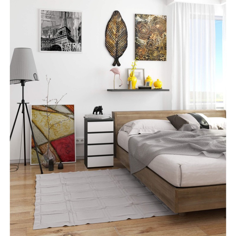 Meble AKORD - Komoda CL4 Grafit Szary 40 cm 4 szuflady kolor Biały mat 40x35x74 cm - Producent mebli - tanie meble - 5907504384733
