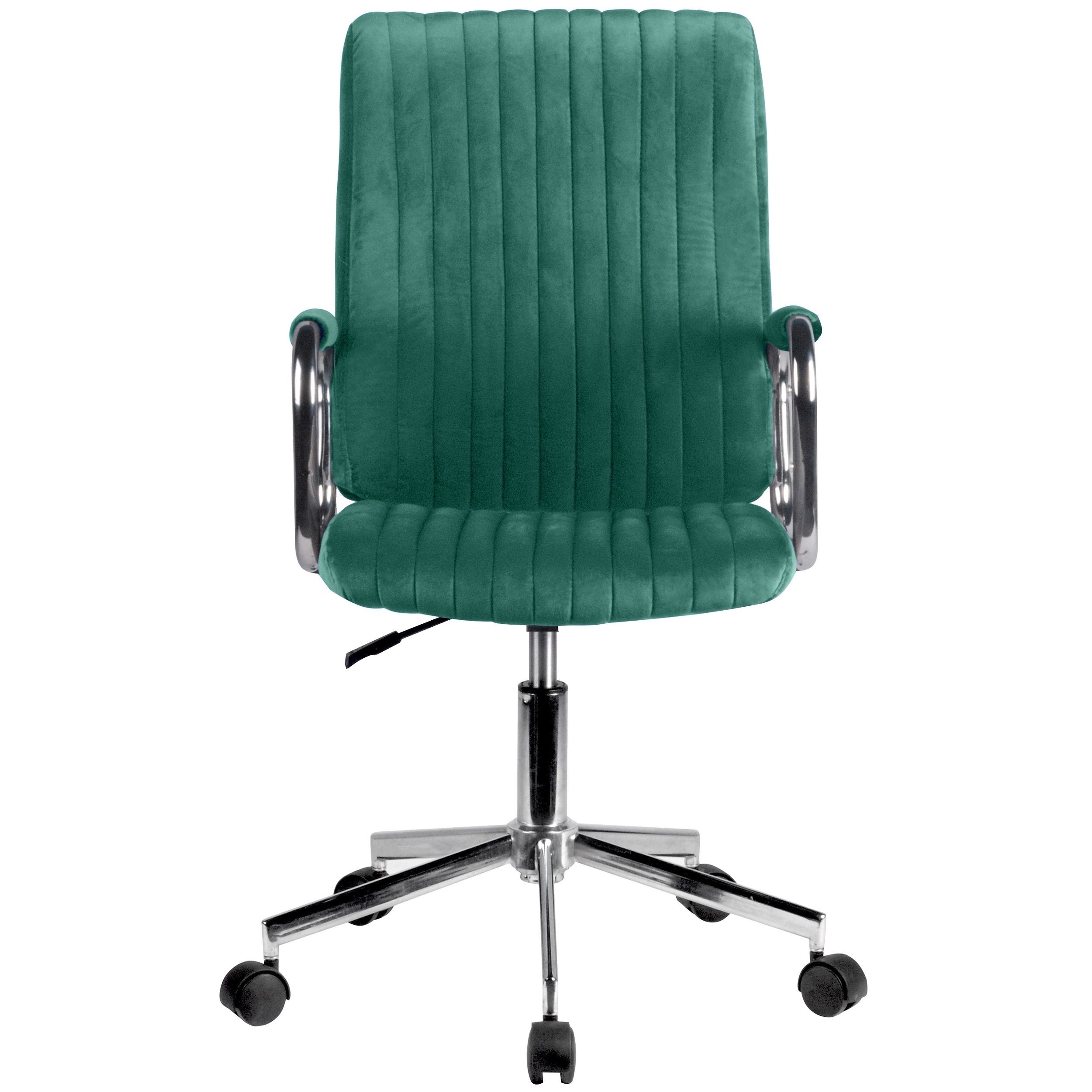 Dimensions 3D - Chaise pivotante à roulettes velour AKORD FD24 Vert Bouteille - AKORD Meubles