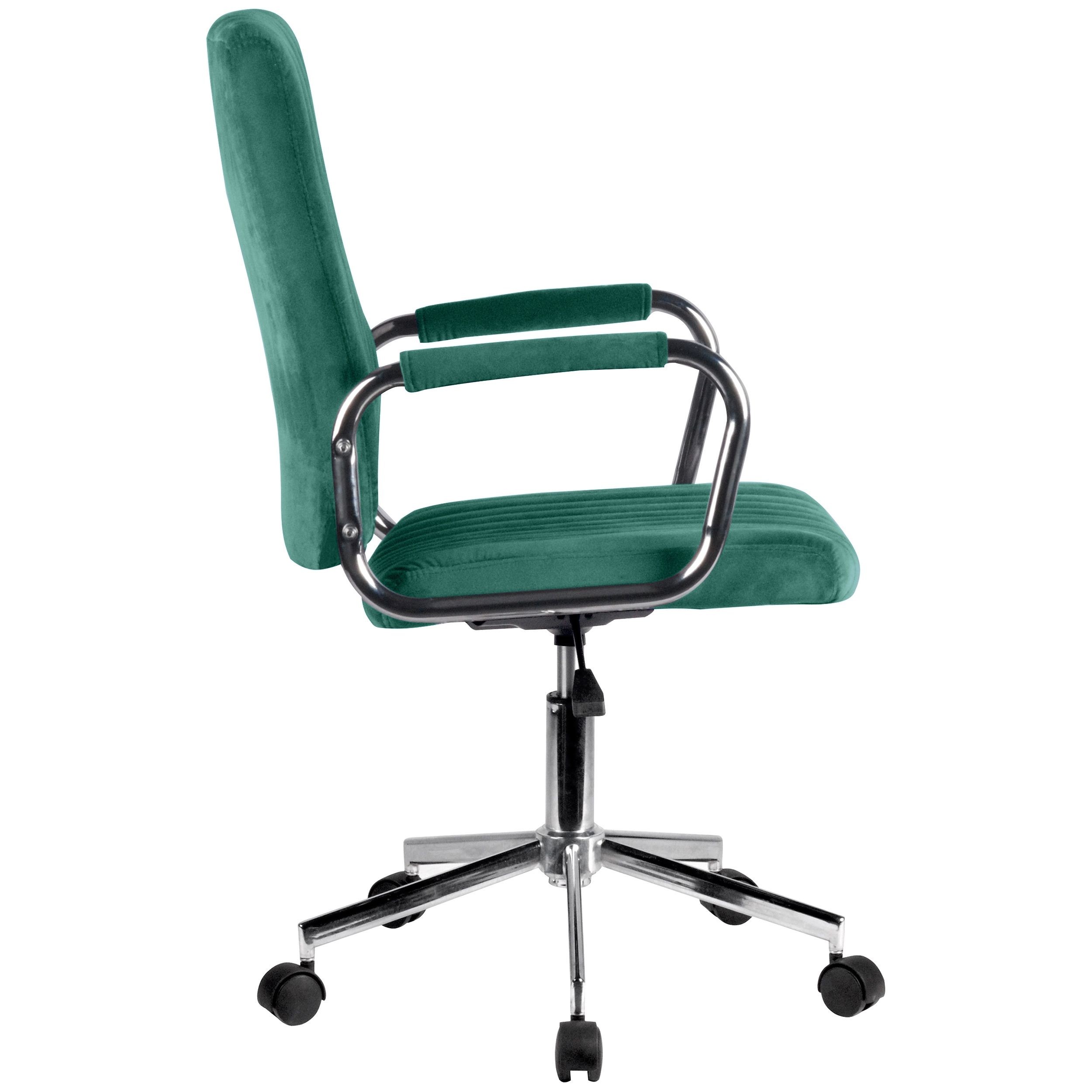 Chaise pivotante à roulettes velour AKORD FD24 Vert Bouteille - AKORD Meubles