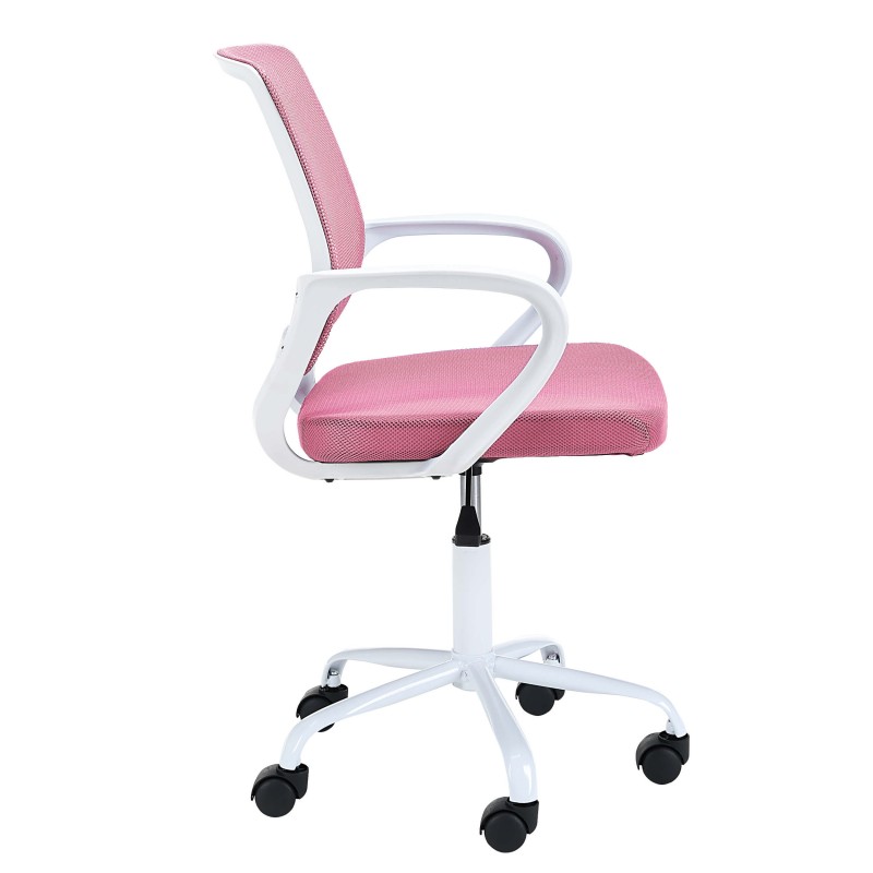Fotel dziecięcy FD-6 materiałowy - Biały-Różowy bok