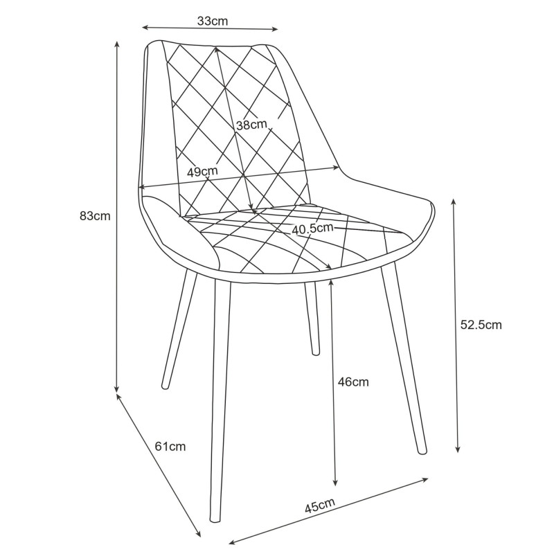 Welurowe krzesło tapicerowane pikowane SJ.0488 Butelkowa Zieleń wymiary