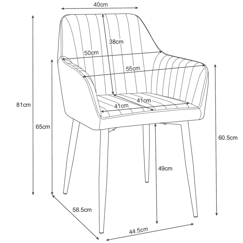 2x Welurowe krzesło tapicerowane pikowane SJ.040 Szary wymiary