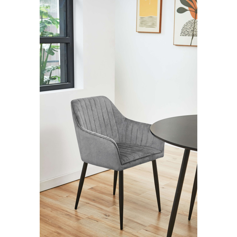 2x Welurowe krzesło tapicerowane pikowane SJ.040 Szary inspiracje