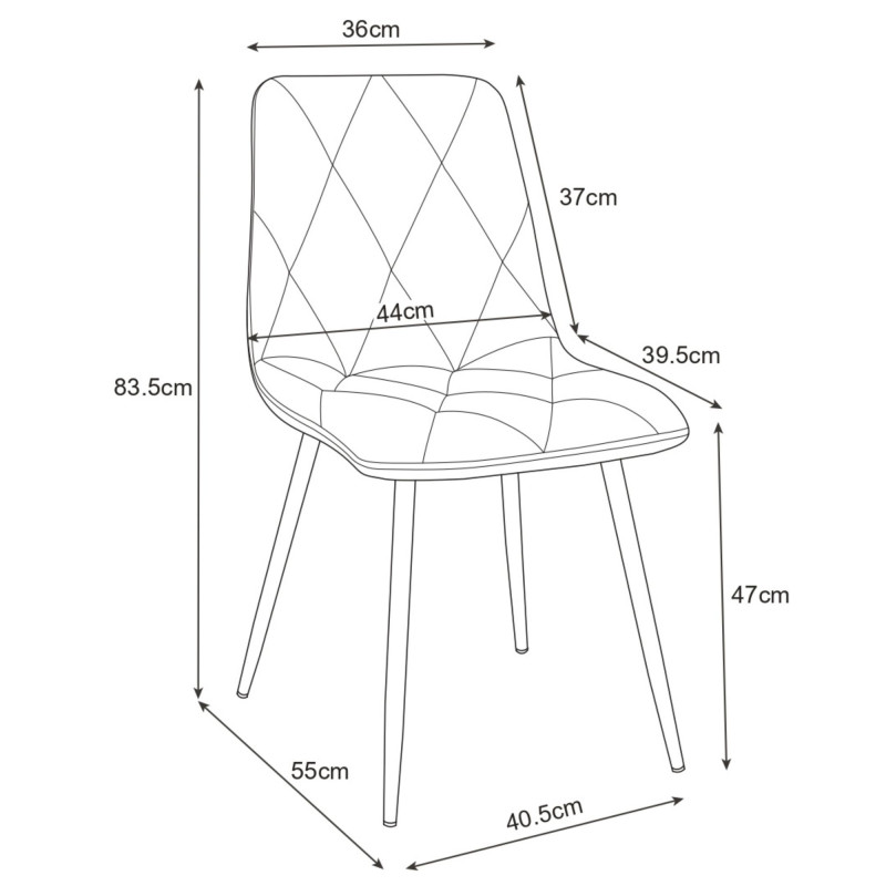 Welurowe krzesło tapicerowane pikowane SJ.3 Czarny wymiary