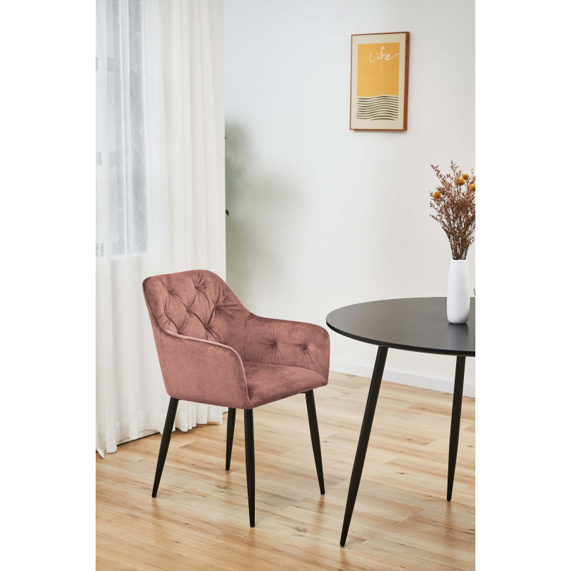 2x Welurowe krzesło tapicerowane pikowane SJ.030 Pudrowy róż wizualizacje