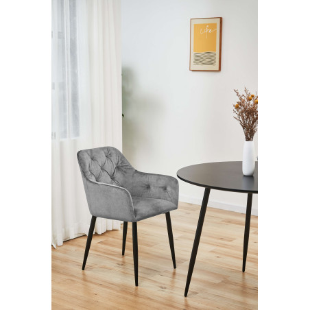 2x Welurowe krzesło tapicerowane pikowane SJ.030 Szare wizualizacja