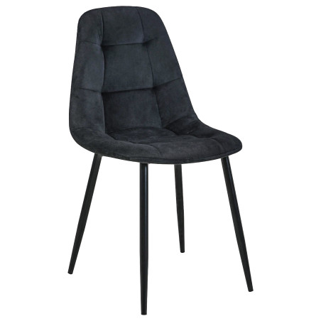 Welurowe krzesło tapicerowane pikowane SJ.1 Czarne