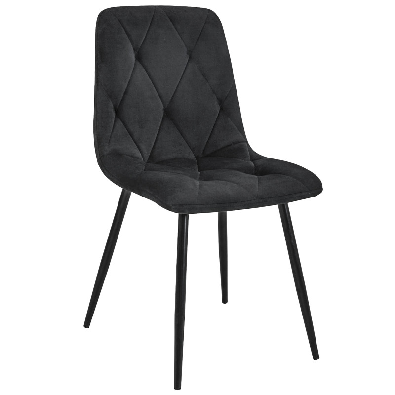 Welurowe krzesło tapicerowane pikowane SJ.3 Czarny