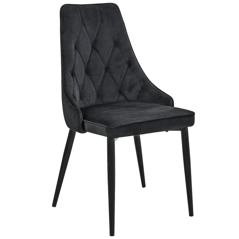 Welurowe krzesło tapicerowane pikowane SJ.054 Czarne