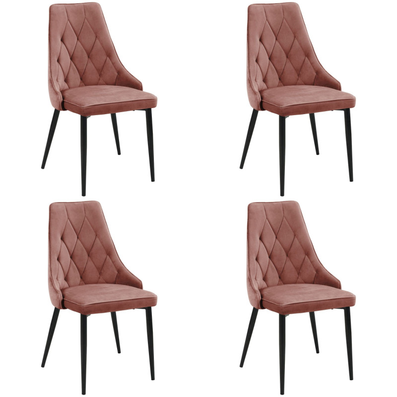 4x Welurowe krzesło tapicerowane pikowane SJ.054 Różowe