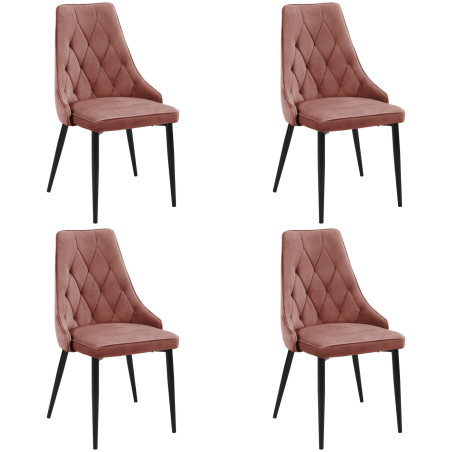 4x Welurowe krzesło tapicerowane pikowane SJ.054 Różowe