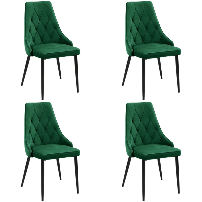 4x Welurowe krzesło tapicerowane pikowane SJ.054 Butelkowa Zieleń