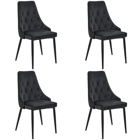 4x Welurowe krzesło tapicerowane pikowane SJ.054 Czarne