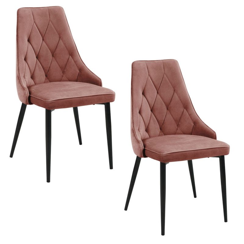 2x Welurowe krzesło tapicerowane pikowane SJ.054 Różowe