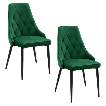 2x Welurowe krzesło tapicerowane pikowane SJ.054 Butelkowa Zieleń