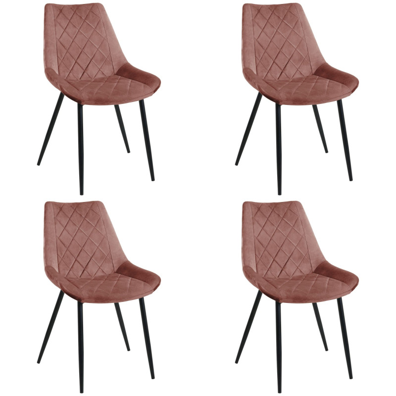 4x Welurowe krzesło tapicerowane pikowane SJ.0488 Różowe