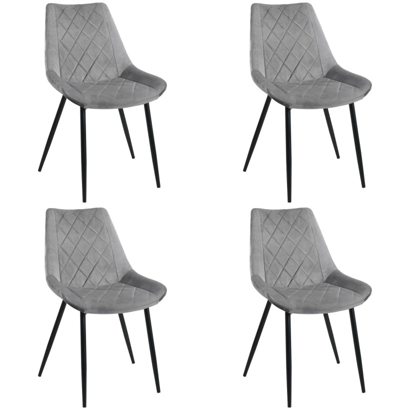 4x Welurowe krzesło tapicerowane pikowane SJ.0488 Szare