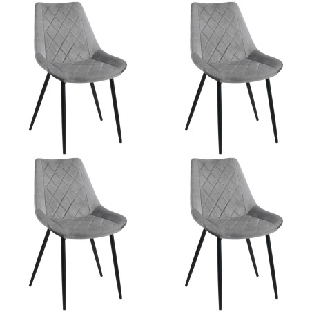 4x Welurowe krzesło tapicerowane pikowane SJ.0488 Szare