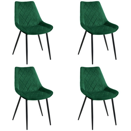 4x Welurowe krzesło tapicerowane pikowane SJ.0488 Butelkowa Zieleń