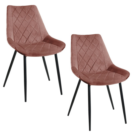 2x Welurowe krzesło tapicerowane pikowane SJ.0488 Różowe