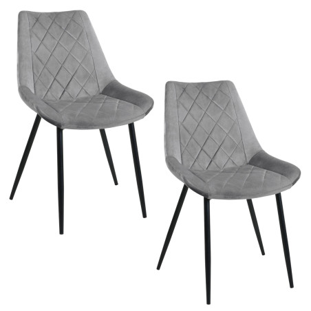 2x Welurowe krzesło tapicerowane pikowane SJ.0488 Szare