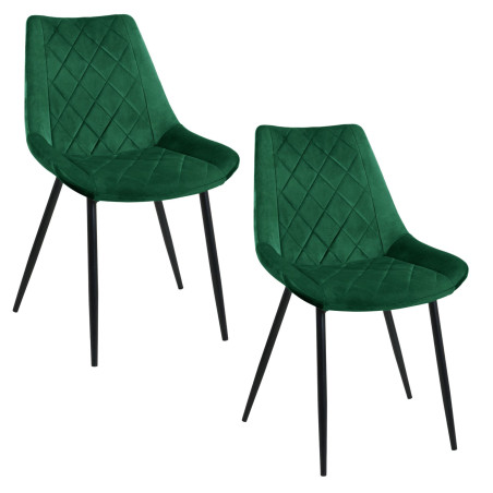 2x Welurowe krzesło tapicerowane pikowane SJ.0488 Butelkowa Zieleń