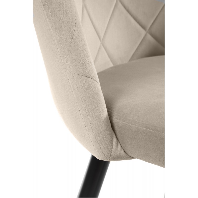 2x Welurowe krzesło tapicerowane pikowane SJ.077 Beżowe detale