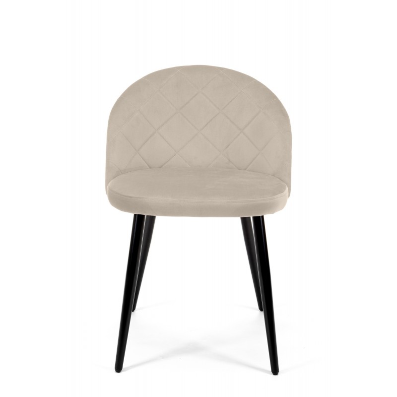 2x Welurowe krzesło tapicerowane pikowane SJ.077 Beżowe przód