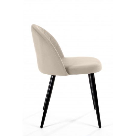 2x Welurowe krzesło tapicerowane pikowane SJ.077 Beżowe bok