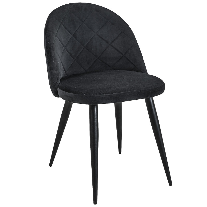 2x Welurowe krzesło tapicerowane pikowane SJ.077 Czarne przód
