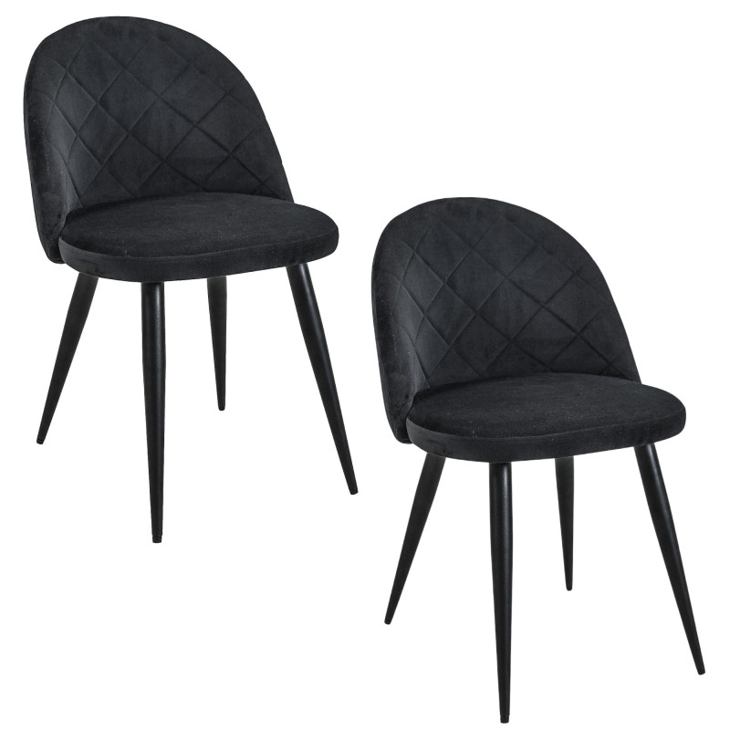 2x Welurowe krzesło tapicerowane pikowane SJ.077 Czarne