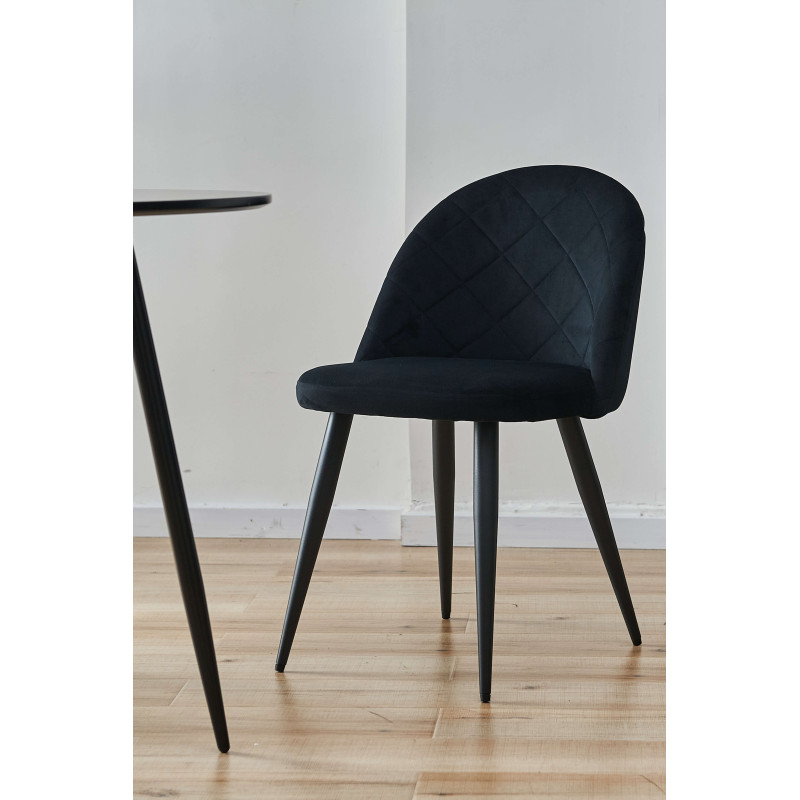 4x Welurowe krzesło tapicerowane pikowane SJ.077 Czarne aranżacja salonu