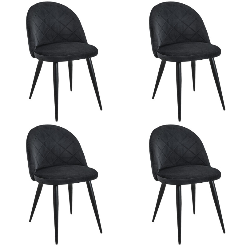 4x Welurowe krzesło tapicerowane pikowane SJ.077 Czarne